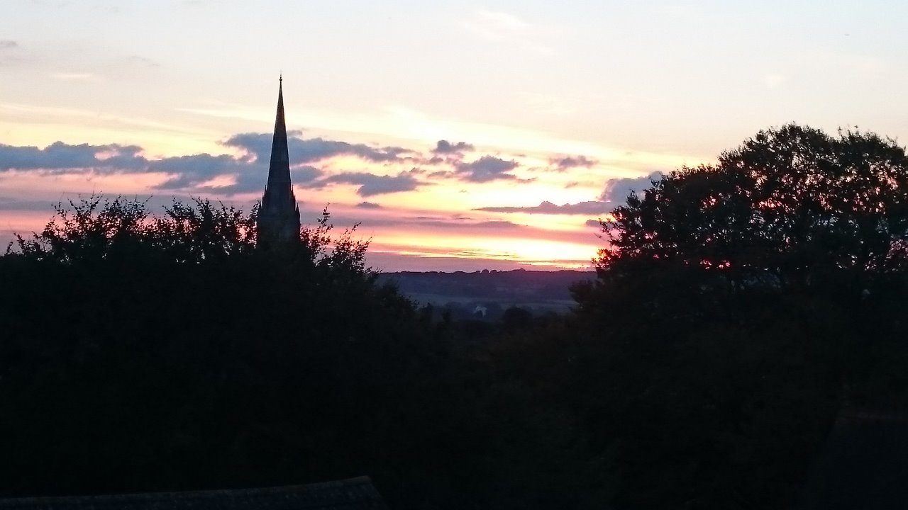 Salisbury Cathedral at sunset