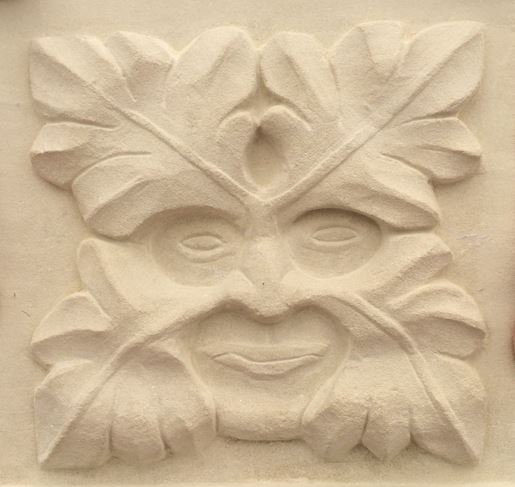 A Green Man stone carving