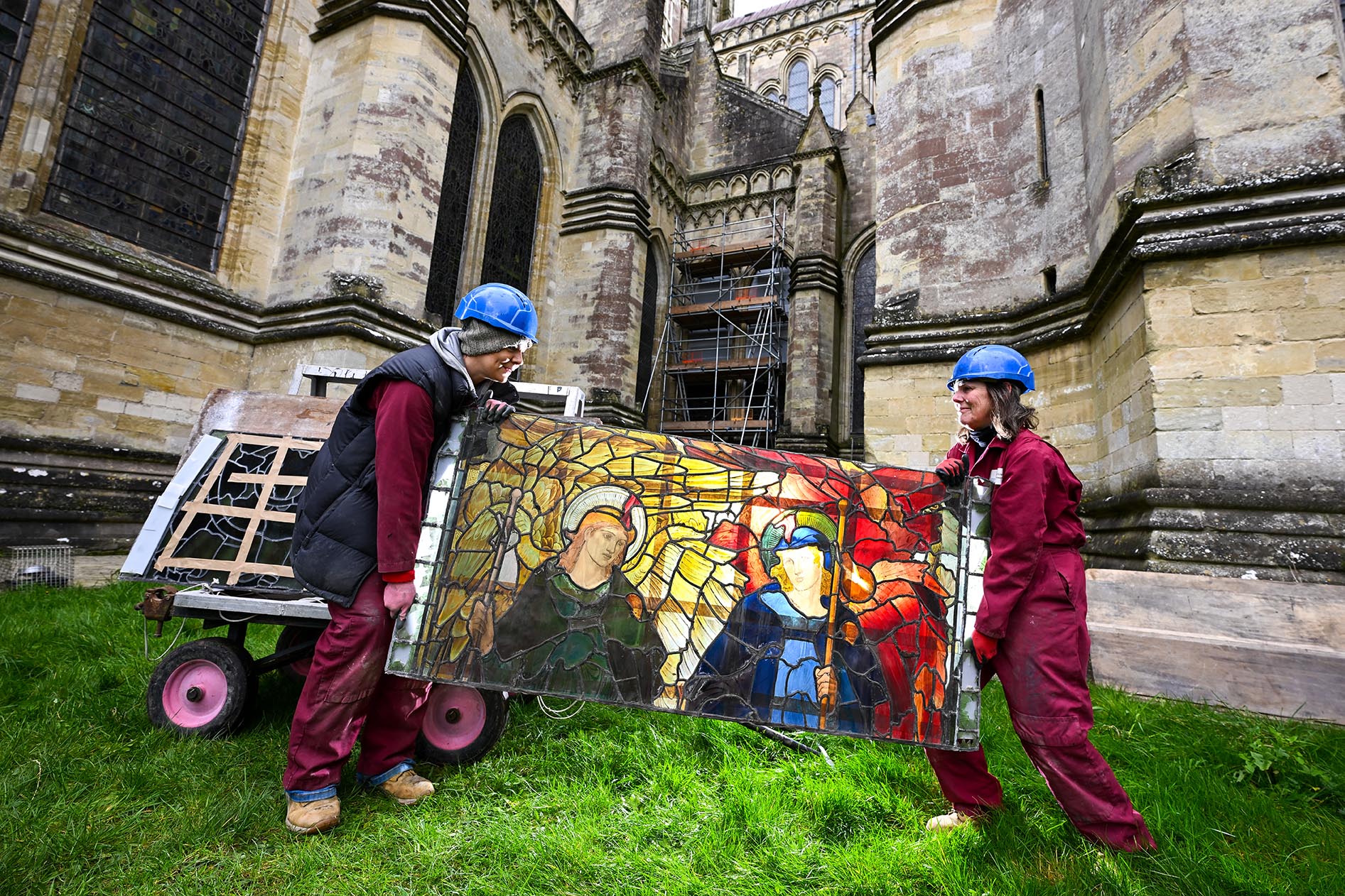 Cathedral glaziers remove 145-year-old Pre-Raphaelite stained glass window for restoration