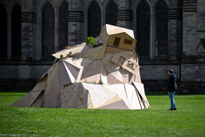 Sculpture on the lawn of Salisbury Cathedral