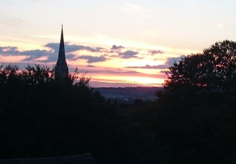 Salisbury Cathedral at sunset