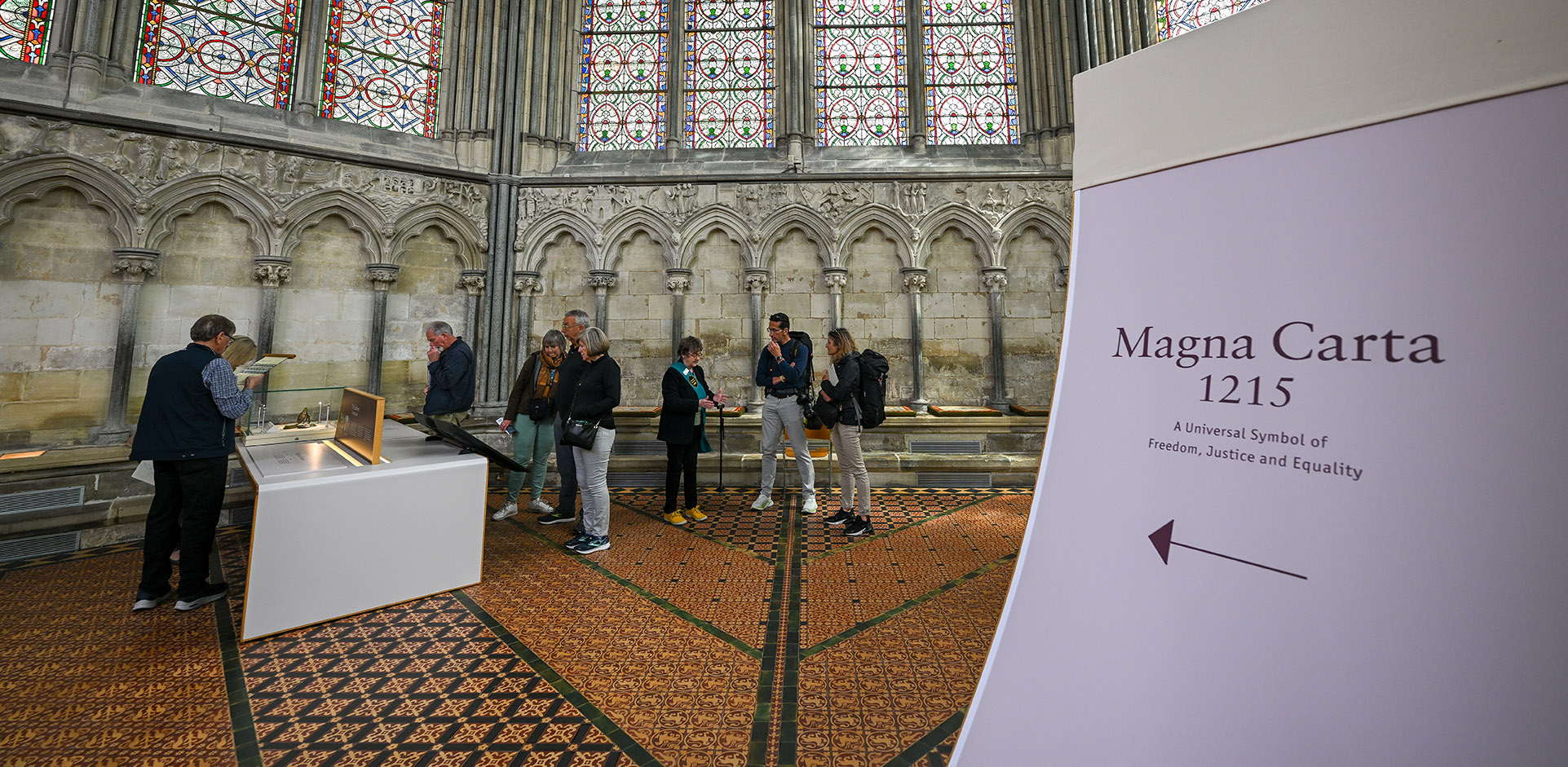 Visitors inside an exhibition