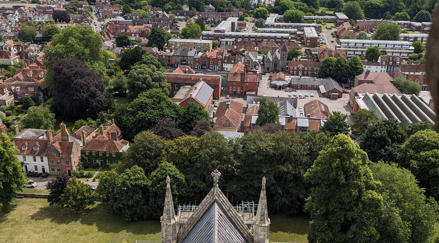 View of Salisbury from the tower balcony