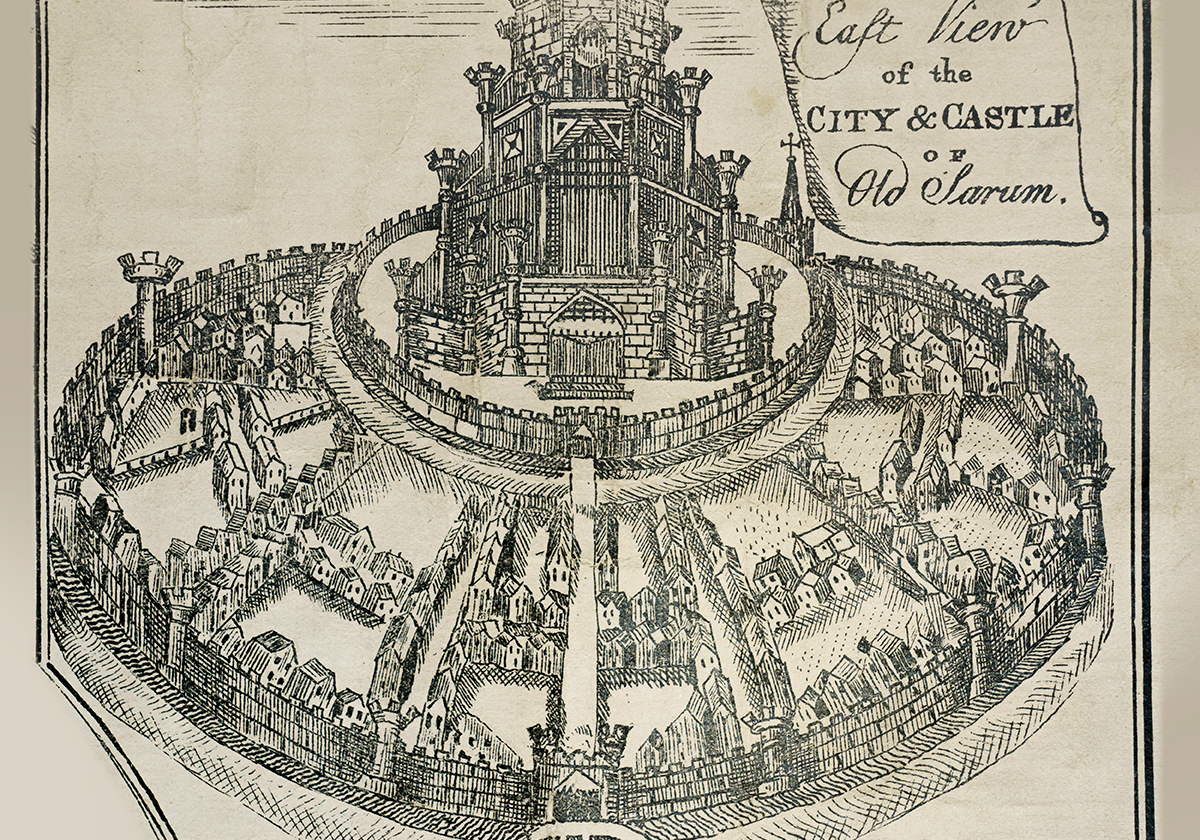 Illustration of the Castle at Old Sarum as it originally was