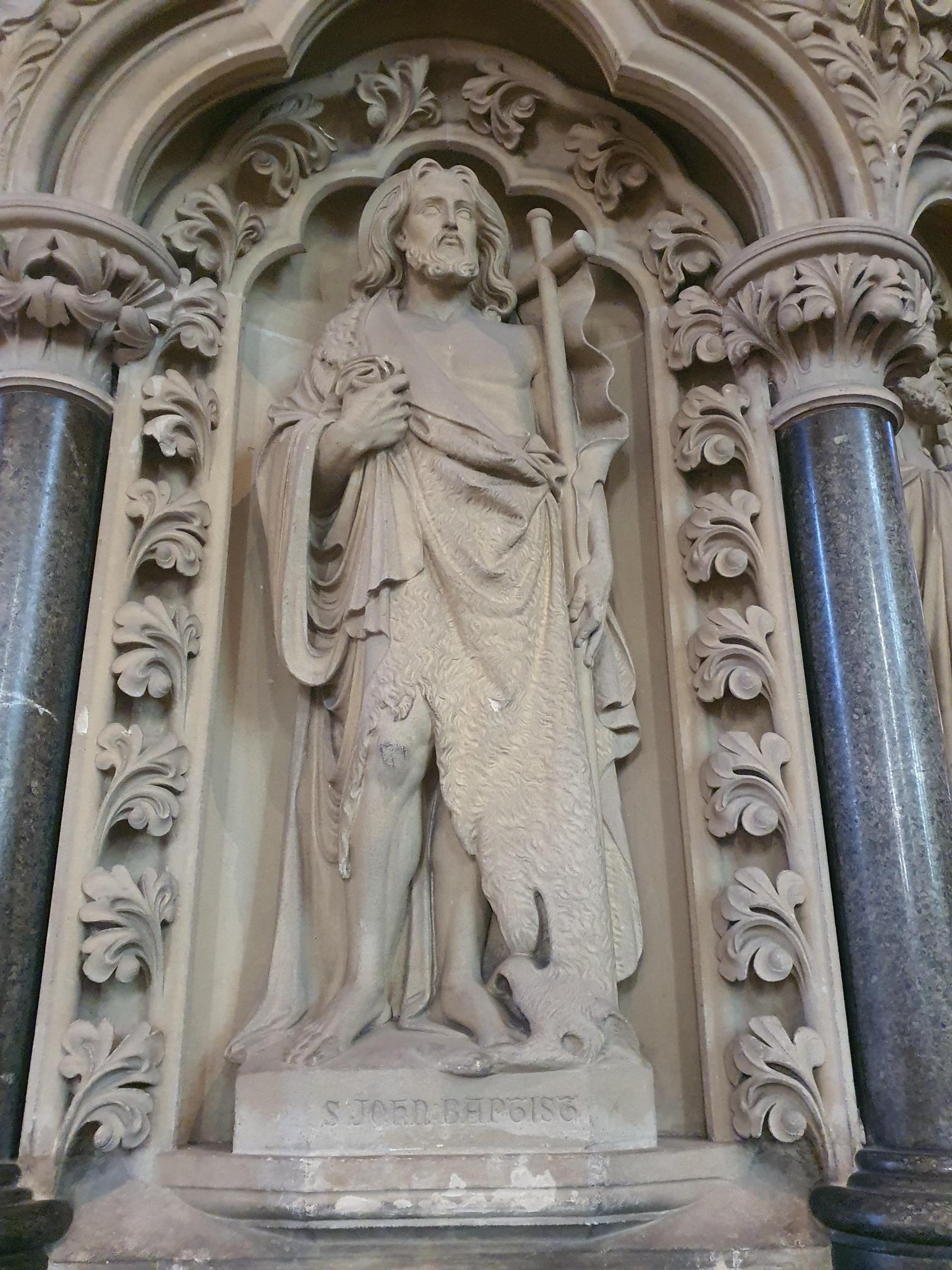 Statue of St John the Baptist located on the Nave Pulpit of Salisbury Cathedral