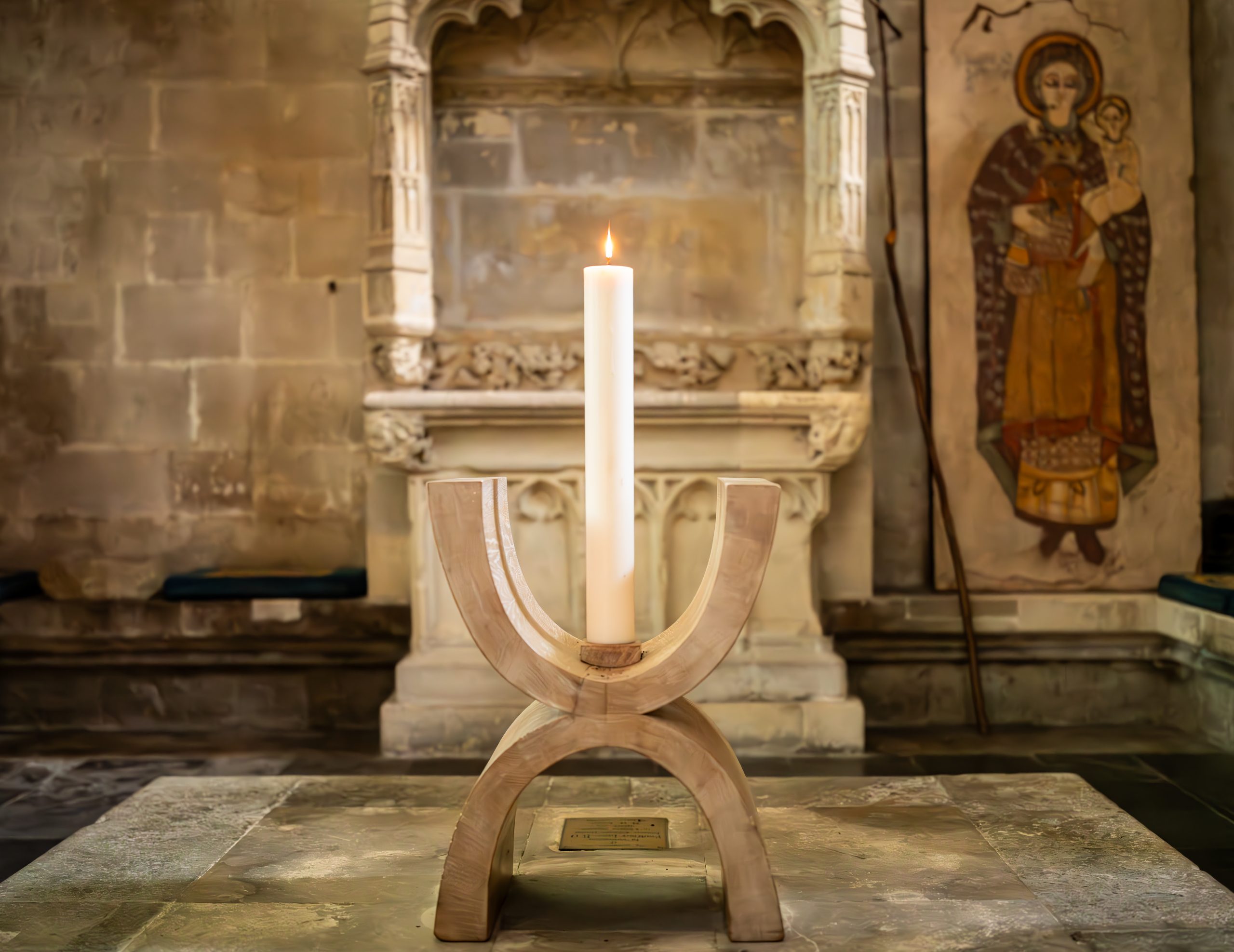 Candle burning in the Morning Chapel